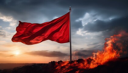 A red flag with a revolutionary aura