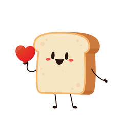 Cute happy toast. Vector cartoon character illustration icon design. Isolated on white background. Bread character design.