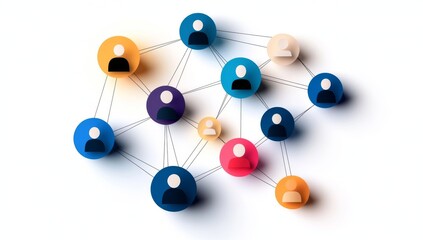 Obraz premium Swirling World with People Connected by Colorful Lines in Isometric View