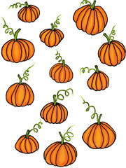 set of halloween pumpkins