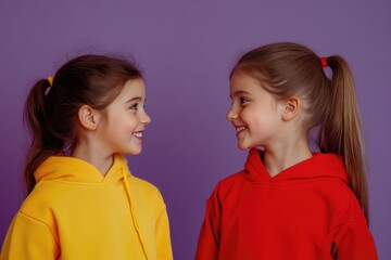 Two young friends smiling and laughing together, a moment of joy and friendship