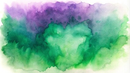 Fototapeta premium Light purple, green abstract watercolor illustration for aquarelle card design, vintage template. Smeared gentle violet gradient watercolor stained paper texture background. watercolor background