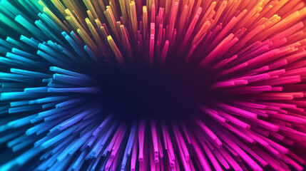 Obraz premium Vibrant abstract background featuring a burst of colorful strands radiating from a central point, creating a dynamic and energetic visual effect.