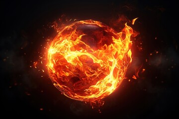 Fototapeta premium Fire ball burning space illuminated.