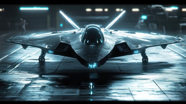 futuristic fighter military drone high technology concept