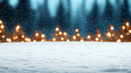 Snowy Christmas tree with lights