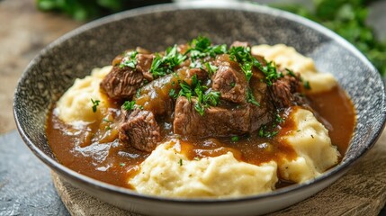 Savory Beef Stew with Creamy Mashed Potatoes