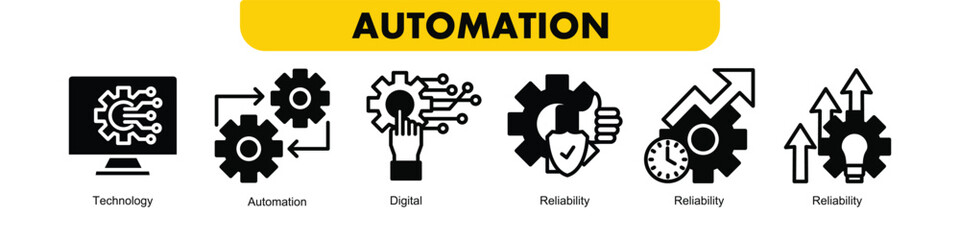 Automation banner web icon vector illustration  