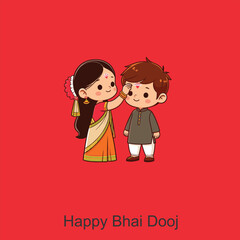 Happy Bhai Dooj on colorful creative art style background template