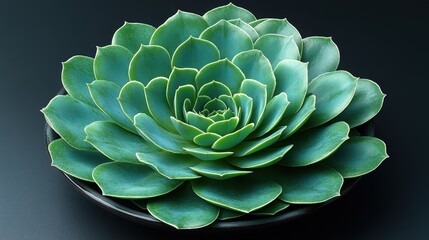 Obraz premium large succulent plant with green leaves against a black background