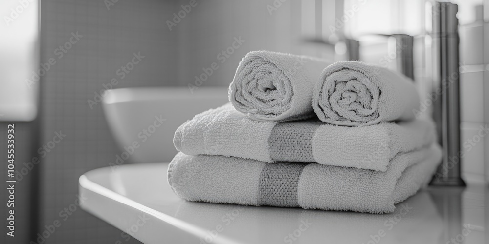 Aufkleber a stack of towels sitting on a counter
