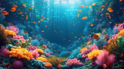 Fototapeta premium Vibrant Underwater Coral Reef
