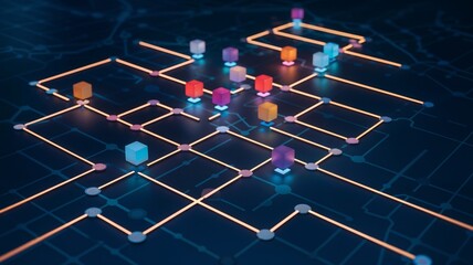 Network Architecture Visualizing Data Flow and Interconnections in a Complex System