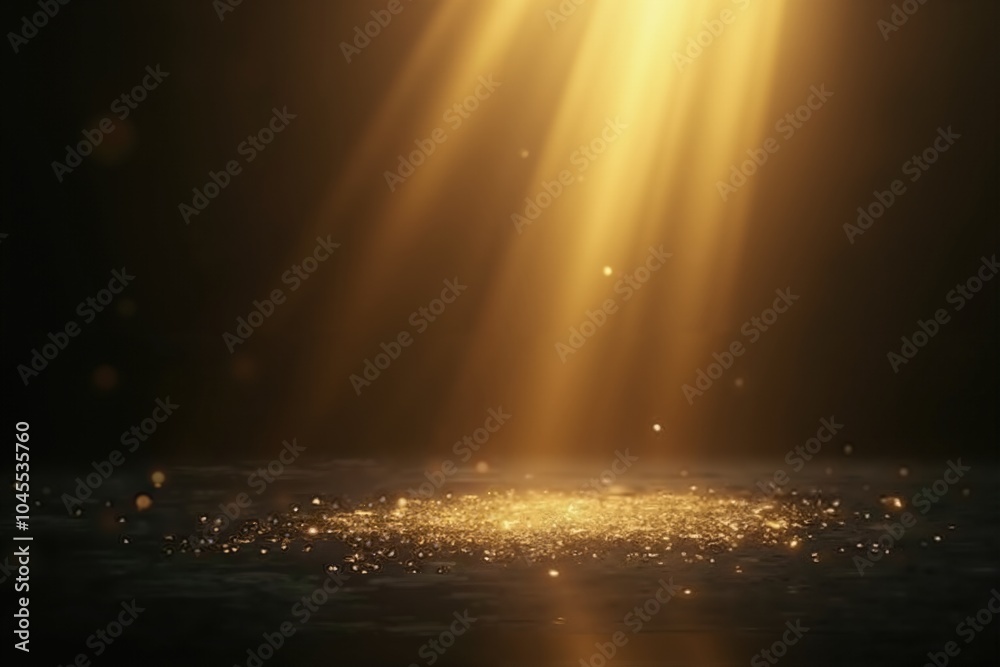 Canvas Prints golden light rays illuminating a dark surface.