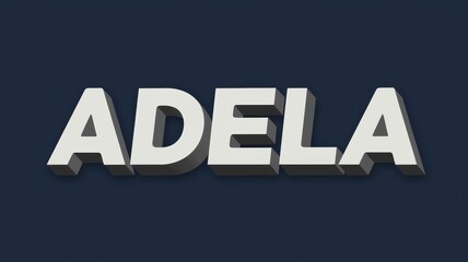 3D Text Art: Bold 'ADELA' in White on Dark Background, Perfect for Branding and Graphic Design Projects