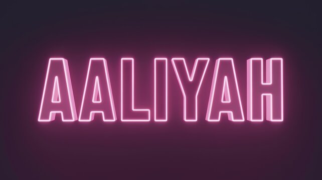 Neon Sign Style: The name 'Aaliyah' in vibrant pink glowing letters, ideal for music-themed designs or tributes.