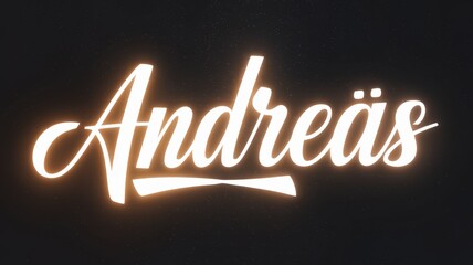 Elegant Script Typography: The name 'Andreas' in a stylish, glowing font on a dark background, perfect for branding or personal projects.