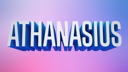 3D Text Render of 'Athanasius' with Soft Gradient Background, Ideal for Typography and Branding Projects