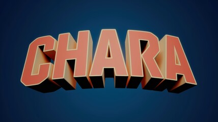 3D Text Design: Bold 'CHARA' Typography in Vibrant Colors Against a Dark Background for Graphic Use