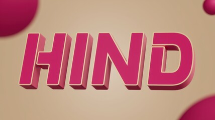 3D Text Art: Bold 'HIND' Typography with Colorful Circles, Ideal for Creative Projects and Branding
