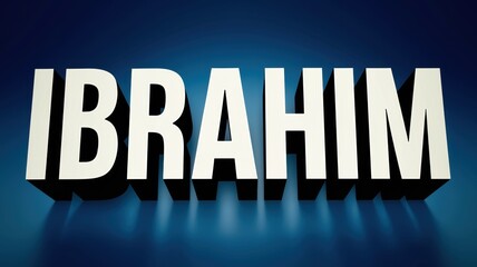 3D Text Design: 'IBRAHIM' in Bold Letters with Blue Background for Branding or Promotional Use