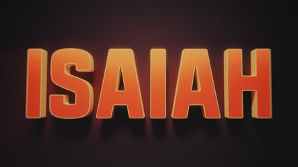 Bold Typography: The Name 'ISAIAH' in Orange 3D Letters Against a Dark Background, Suitable for Branding and Design Projects
