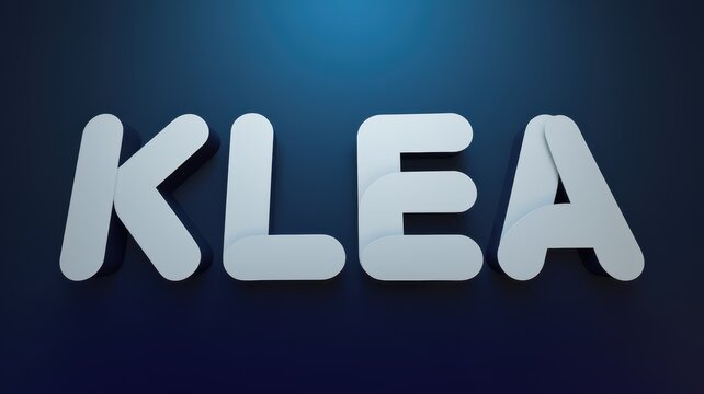 3D Text Design: Modern 'KLEA' Typography in Soft Colors Against a Dark Background, Ideal for Branding and Digital Projects