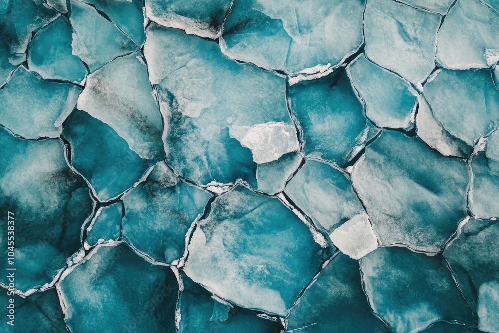 Poster a detailed view of a blue material with visible cracks