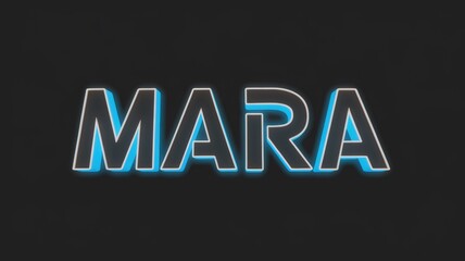 Stylized Text: 'MARA' in Neon Blue Glow on Black Background for Use in Graphic Design