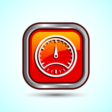 recommend clip art: Speedometer Icon design illustration, Speed indicator sign symbol, Orange color square button design