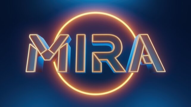 Modern neon graphic design featuring the name 'MIRA' in vibrant colors, suitable for branding and digital media.