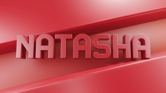 3D Text Design: Bold 'NATASHA' in Vibrant Red Against Sleek Background &ndash; Ideal for Branding and Marketing Materials