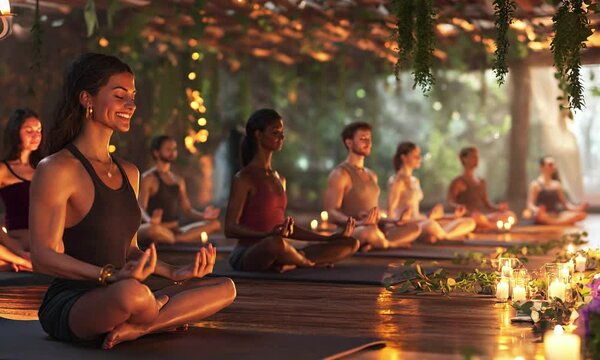 Group meditation retreat.
