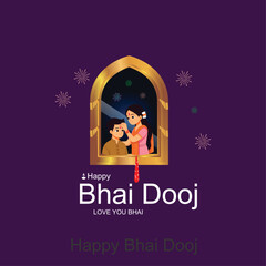 Happy Bhai Dooj on colorful creative art style background template