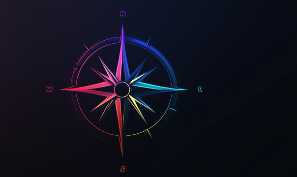 Compass Black dark wallpaper copy space