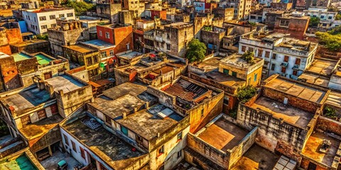 Fototapeta premium Aerial Grunge Textures Over Urban Landscapes for Creative Projects