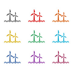 Wind power sign icon isolated on white background. Set icons colorful