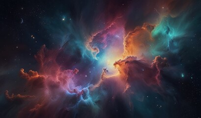 Obraz premium Background with space nebula in pastel colors. Dramatic, pastel colors bright universe, endless space