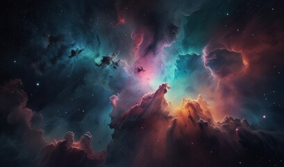 Background with space nebula in pastel colors. Dramatic, pastel colors bright universe, endless space