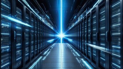 Fototapeta premium High-Tech Data Center Exploring the Future of Information Technology Infrastructure