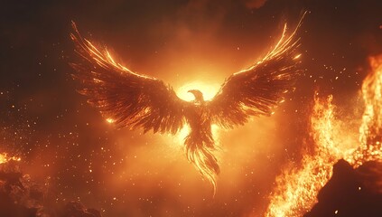 Fantasy Phoenix Rising from the Ashes – Digital Art Illustration Concept Design Sheet