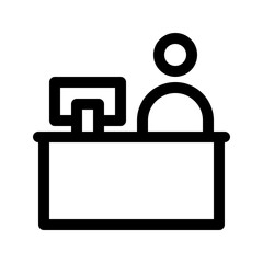 Reception desk outline icon. Vector graphics