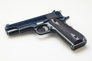 M1911 pistol handgun weapon isolated on white background.