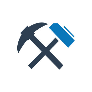 crossed pickaxe and hammer icon clip art preview