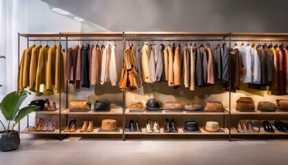 High-end luxury clothing lined up