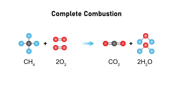 Complete Combustion Scientific Design. Vector Illustration.
