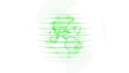 Green color technology hologram earth white background