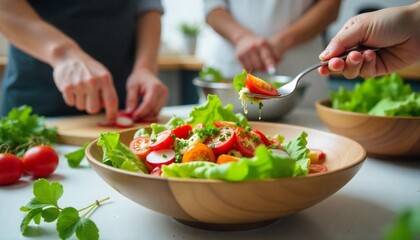 person preparing salad in the kitchen