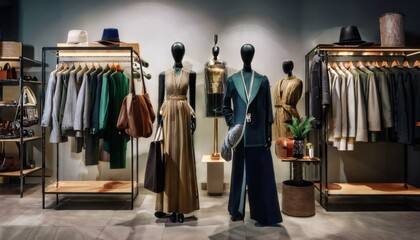 High-end luxury clothing lined up