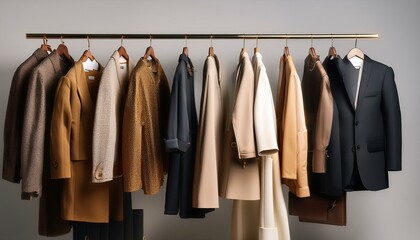 High-end luxury clothing lined up